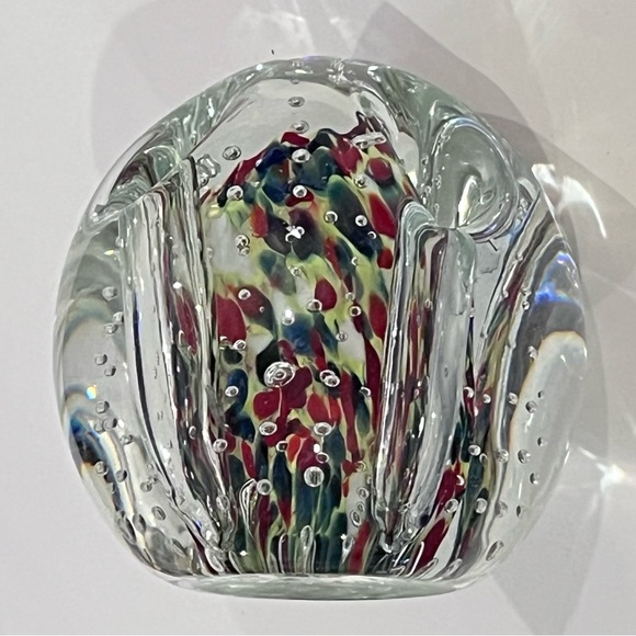 JOHN GENTILE  ? Vintage Paperweight Bubbles Bud Vase Pen Holder Art Glass - Picture 6 of 9